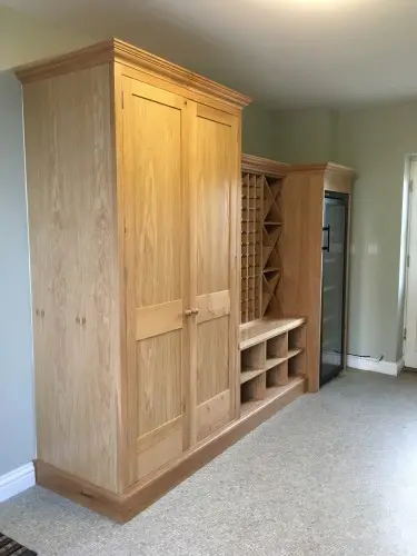 Oak Wine Storage with Fridge Housing & Cloak Cupboard image